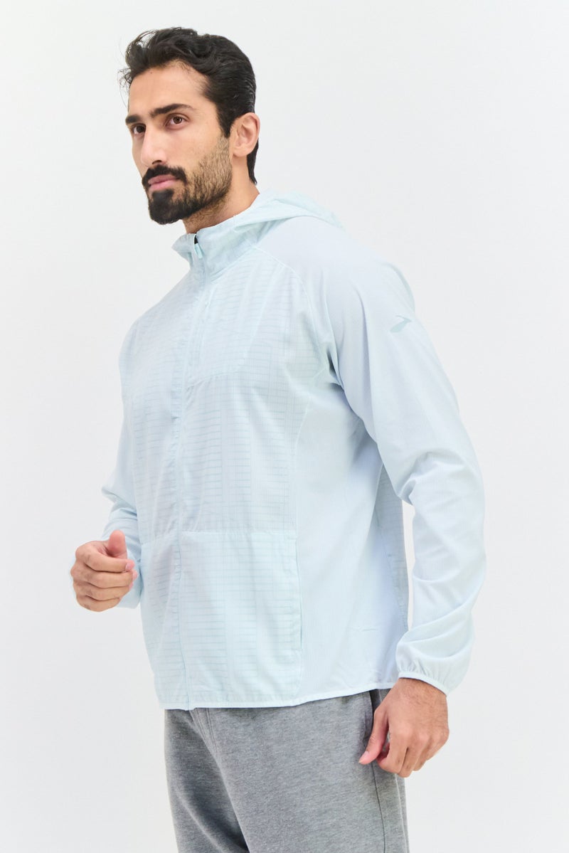 Brooks Men Sportswear Fit Long Sleeve Running Jacket, Turquoise - Image 2